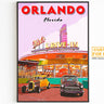 Orlando Printable Poster, Florida Theme Park Gift, Mel's Drive-In, Vintage Diner Wall Art, USA Travel Print, Retro 70s Download