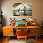 San Francisco Vintage Print, Oakland Bay Bridge Under Construction, Black And White Photography, California Gift, Old Historical Photo