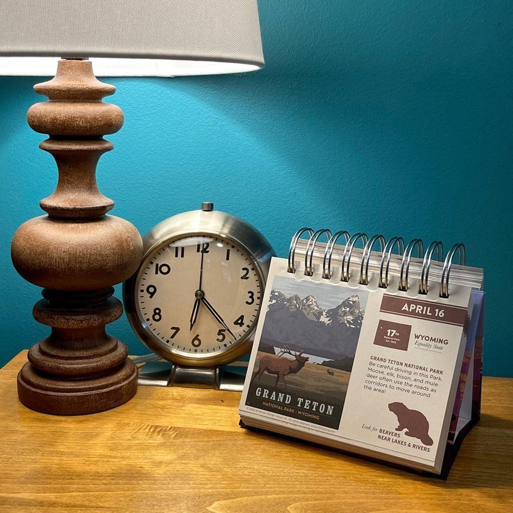 National Parks Perpetual Calendar, 365 Day Desk Calendar, Mini Decor Quotes, Learning Nature Art, Curiosity Artwork, Fun Fact - 2025 Planner